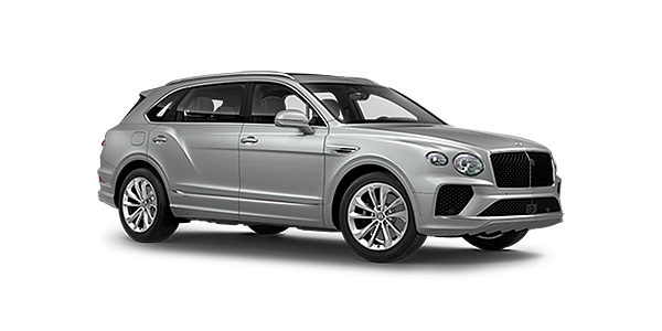 Bentley High Wycombe Bentley Bentayga EWB front side angled view in Moonbeam coloured exterior. 