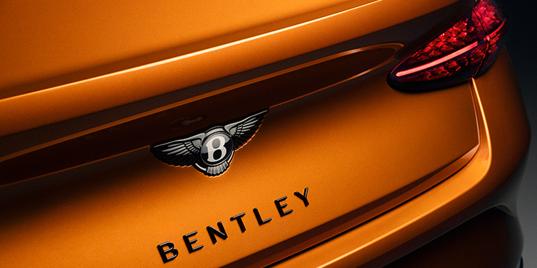 Bentley High Wycombe Bentley Continental GTC Black Edition convertible rear boot detail with Black Bentley Wings badge